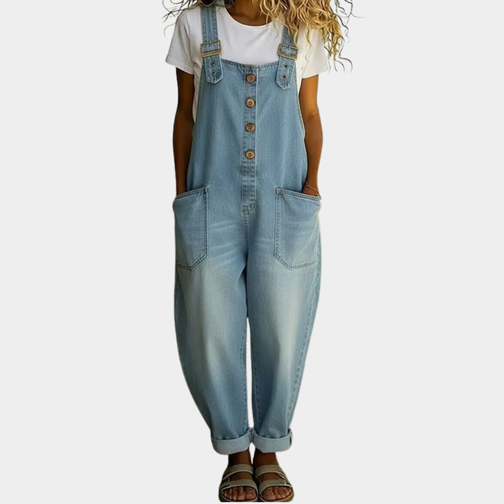 Taylor | Vintage Soft Cotton Denim-Look Overalls with Adjustable straps