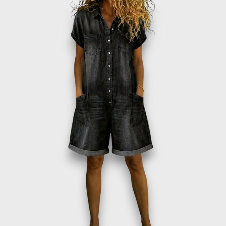 Lori | Vintage short Cotton Denim-Look Overalls