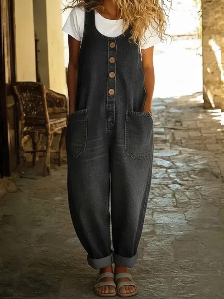 Lorabeth | Vintage Washed Cotton Denim Overalls